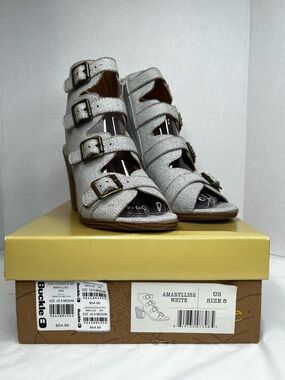 Buckle White Strappy Amaryllis2 Buckle Heeled Sandals